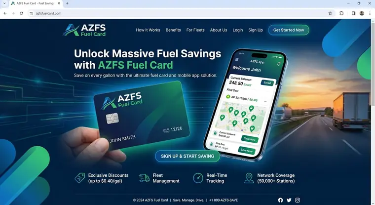 AZFS Fuel Card website preview